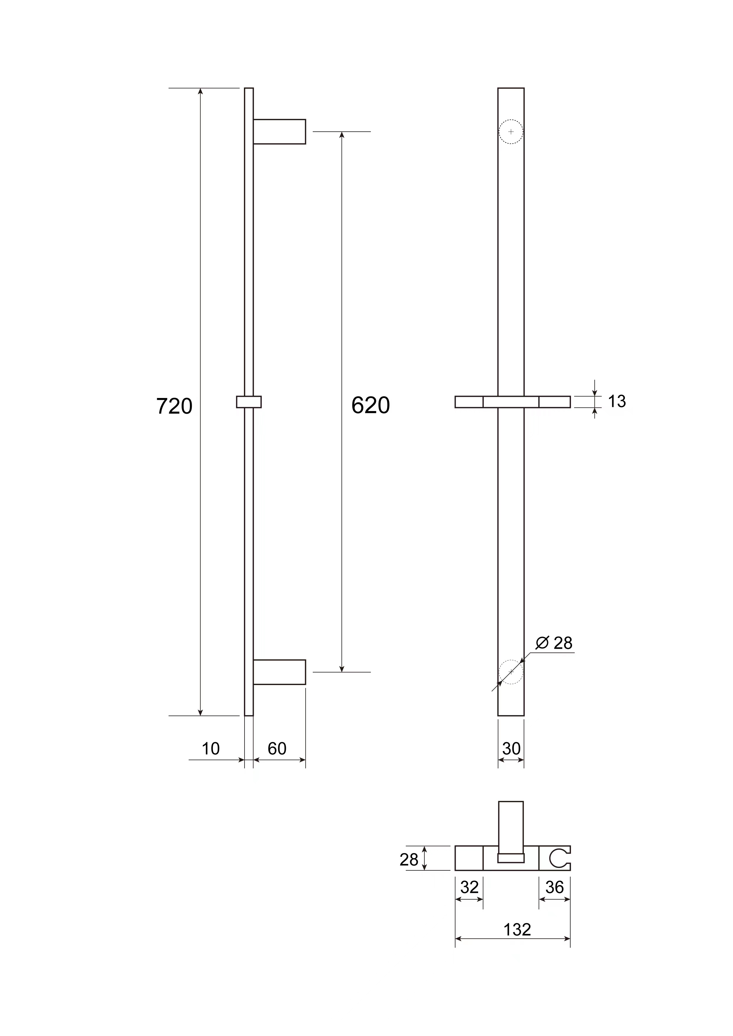 Gunmetal Adjustable Rail Shower Slide - kartners